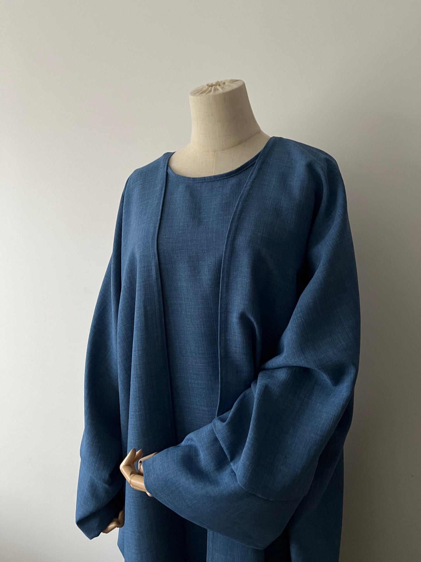 Set Hind Abaya Kimono Bleu Jean