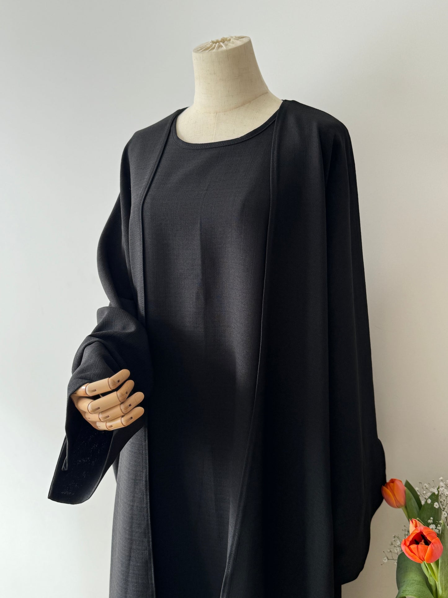 Set Hind Abaya Kimono Noir