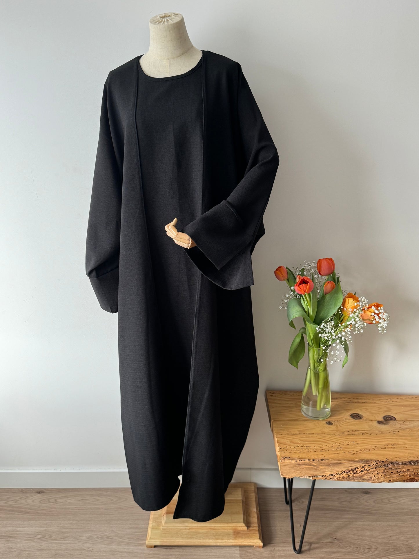 Set Hind Abaya Kimono Noir